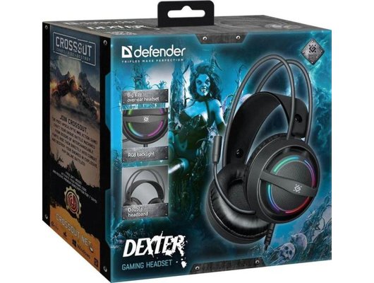 Игровые наушники проводные Defender Dexter RGB